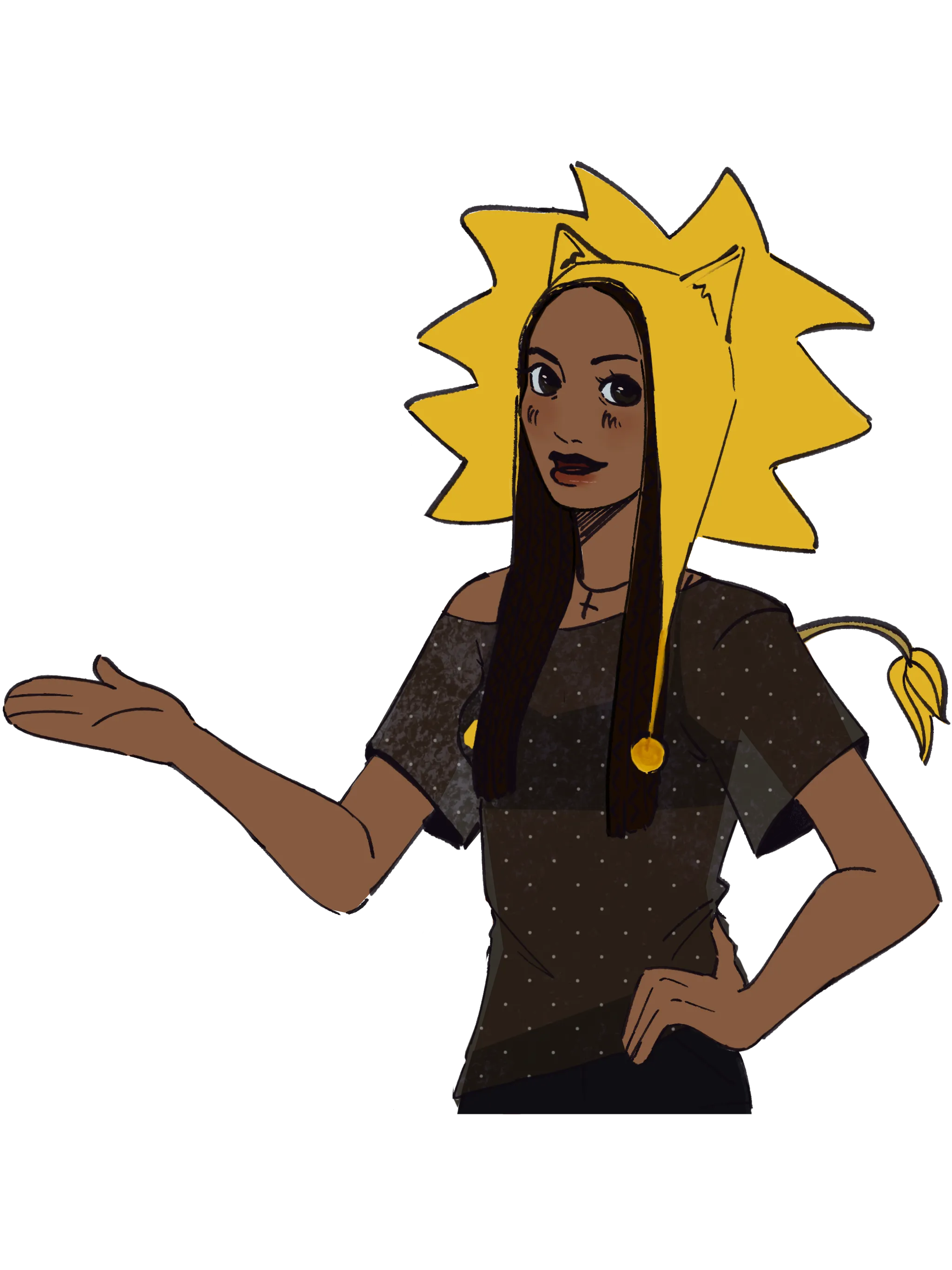 Zion's self-portrait character gesturing welcome