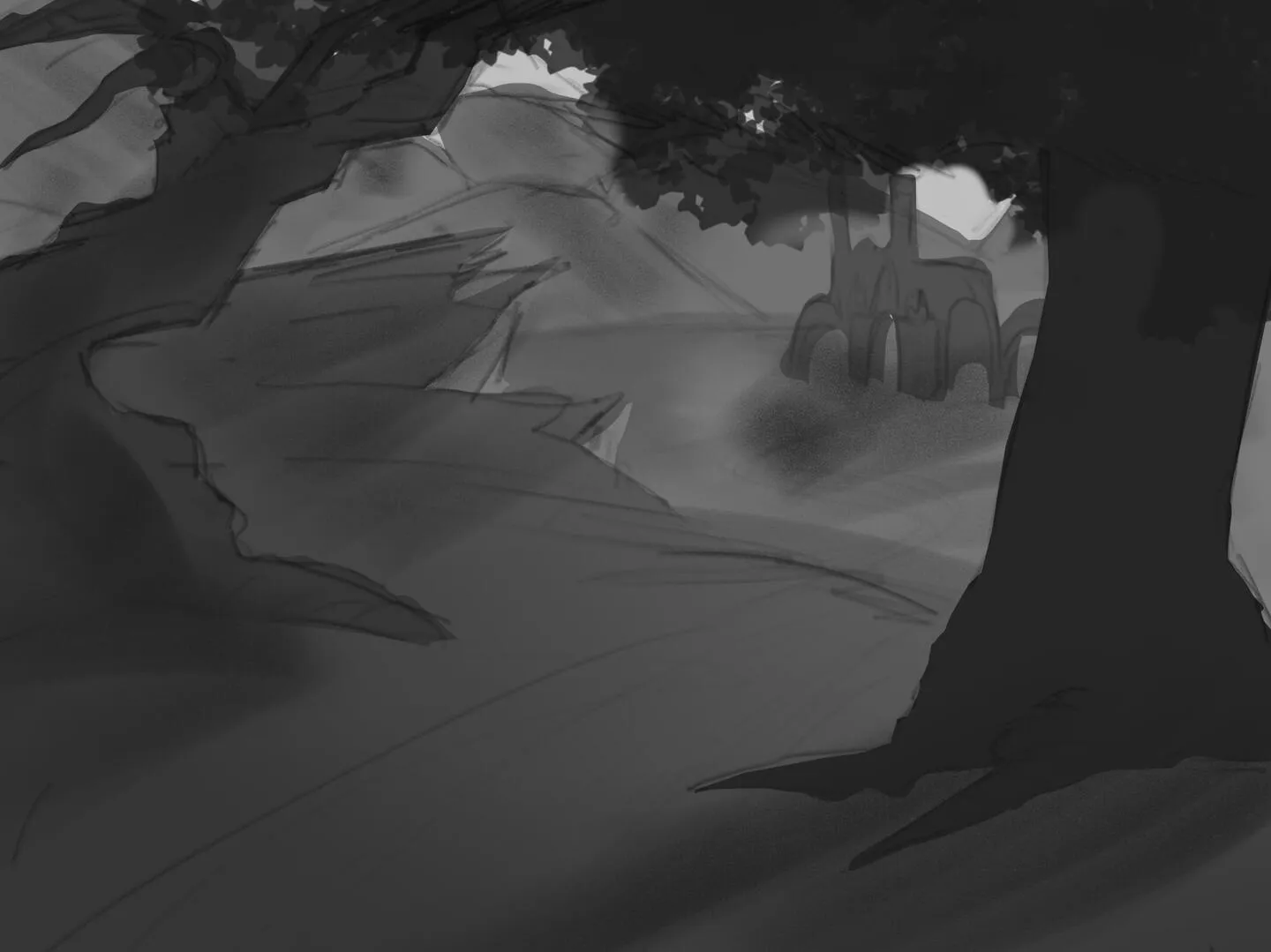 Greyscale forest environment study